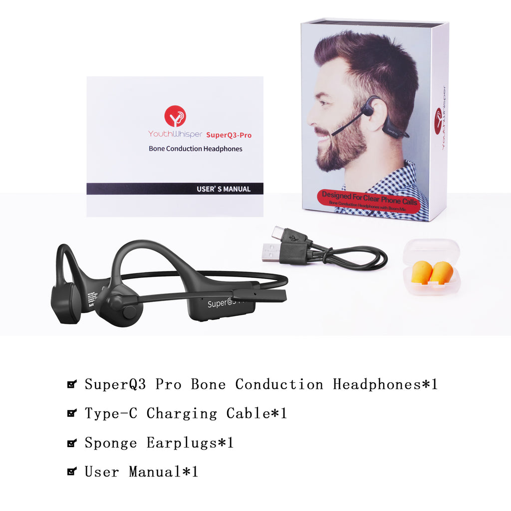 Jovati Wireless Earbuds Stereo Bone Conduction Bluetooth Headset with  Noise-Canceling Boom Microphone for Office Home Business Trucker Drivers